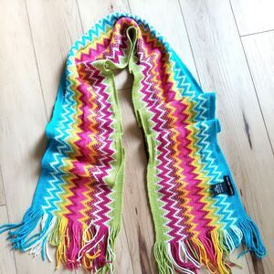 NY&Co Knit Scarf Colorful Chevron with Fringe